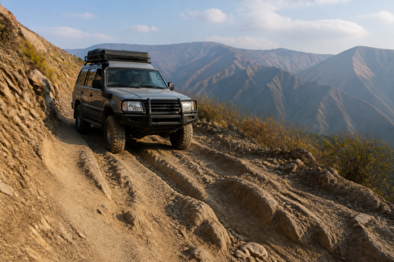 4x4 roulant lentement en gamme courte sur piste